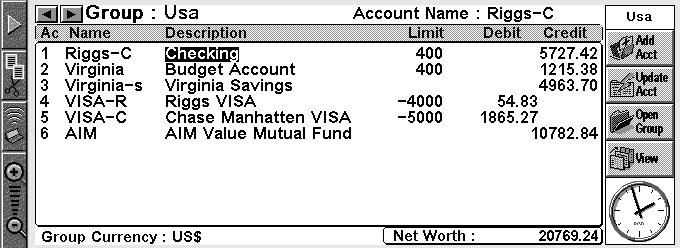 Accounts screen - Series 5