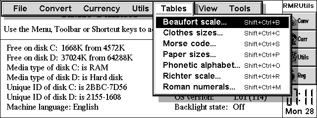 Utils conversions screen